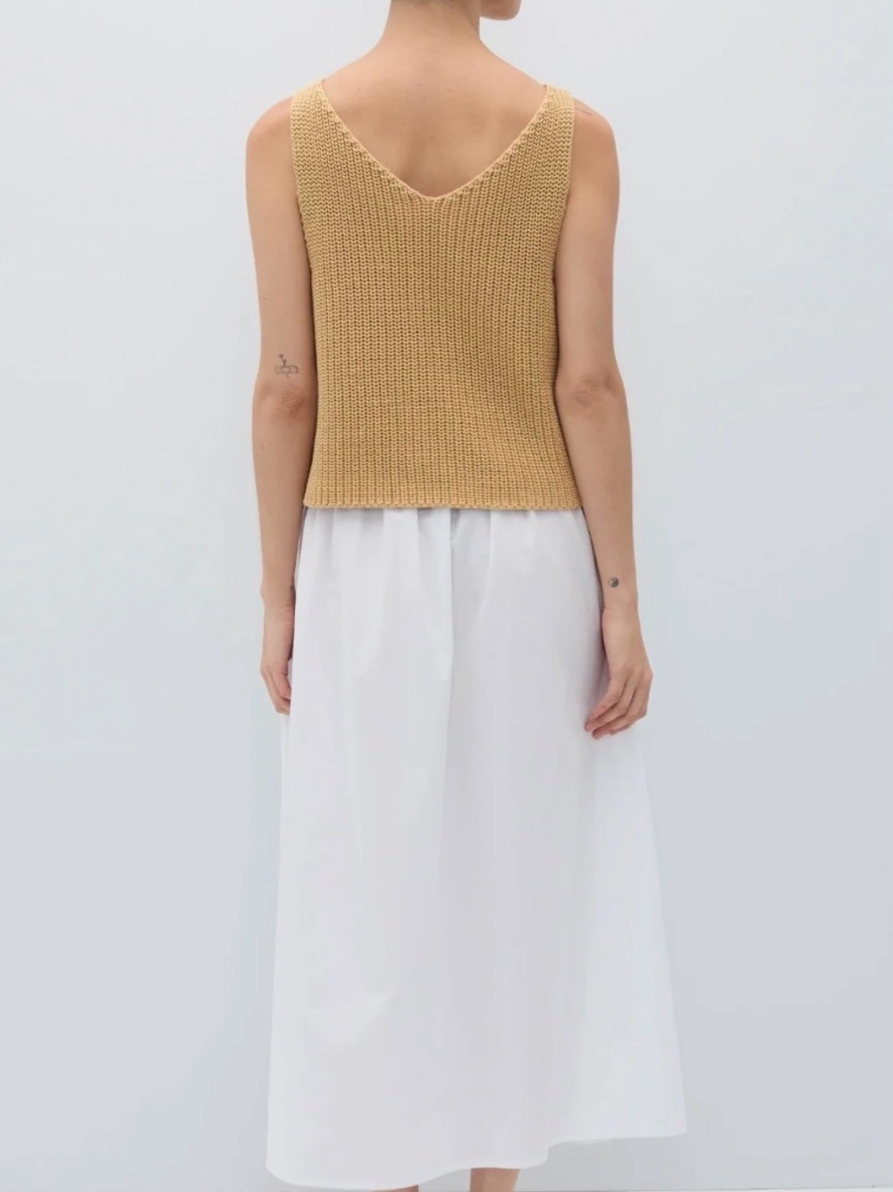Rita Row Sleeveless Button-Front Knit Tank Top in Creamy Mustard - Picture 4 of 7